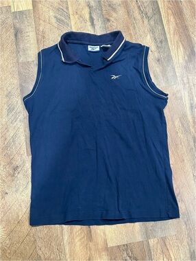 Reebok Navy Sleeveless Polo with White Piping